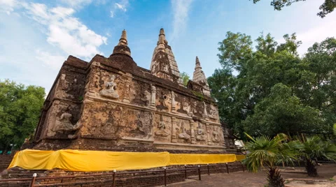Hyper Time Lapse Wat Jed Yod Famous Temple Of Chiangmai, Thailand Stock Footage 51923617