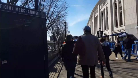 Hyper Time Lapse of Yankke fans outside of Stadium Stock Footage 106616934
