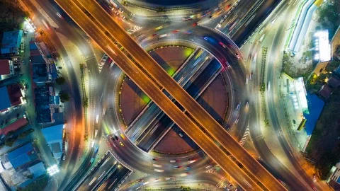 Hyper Timelapse of night city traffic Stock Footage 126986212