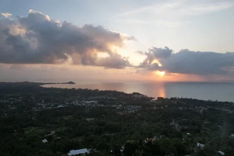 Hyper timelapse sunset drone shot coastal tropical Koh Samui island. tropical Stock Footage 319457509