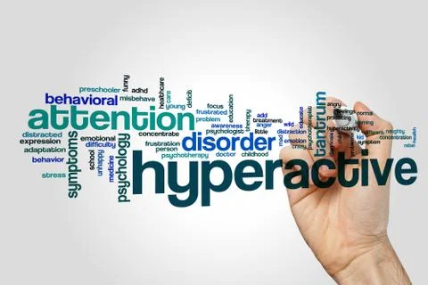 Hyperactive word cloud concept Ilustración de archivo