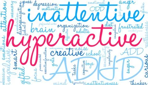 Hyperactive Word Cloud Stock Illustration