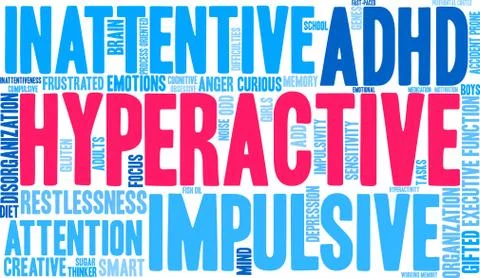 Hyperactive Word Cloud Stock Illustration