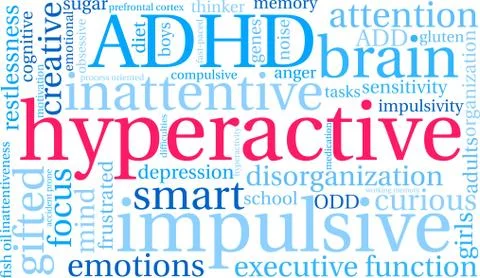 Hyperactive Word Cloud Stock Illustration
