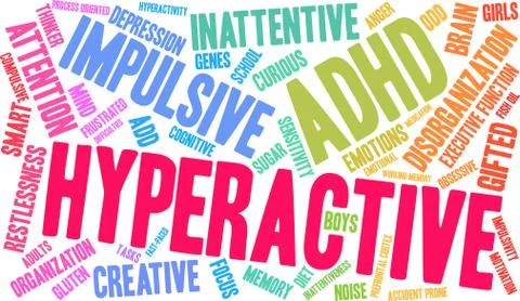 Hyperactive Word Cloud Stock Illustration