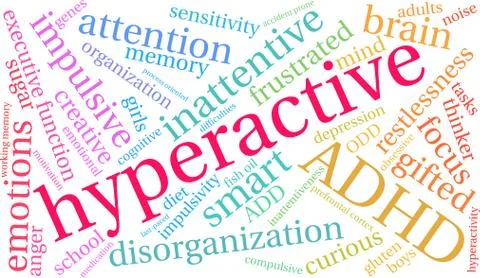 Hyperactive Word Cloud Stock Illustration