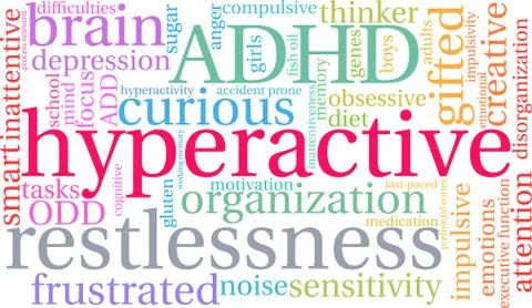 Hyperactive Word Cloud Stock Illustration