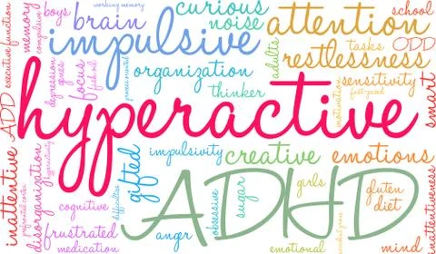 Hyperactive Word Cloud Stock Illustration