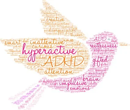 Hyperactive Word Cloud Stock Illustration