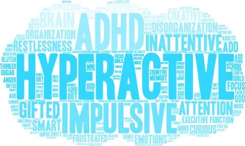 Hyperactive Word Cloud Stock Illustration