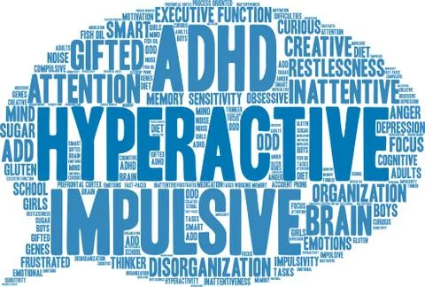 Hyperactive Word Cloud Stock Illustration