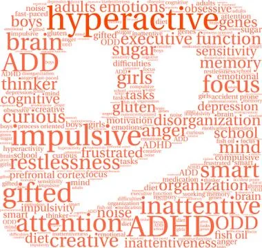 Hyperactive Word Cloud Stock Illustration