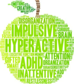Hyperactive Word Cloud Stock Illustration