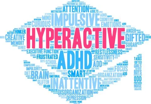 Hyperactive Word Cloud Stock Illustration