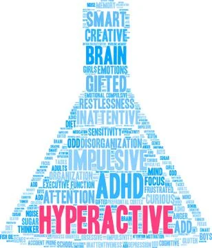 Hyperactive Word Cloud Stock Illustration
