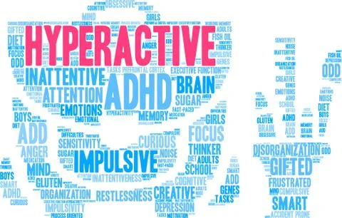 Hyperactive Word Cloud Stock Illustration