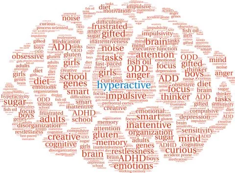 Hyperactive Word Cloud Stock Illustration