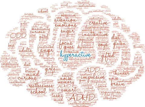 Hyperactive Word Cloud Stock Illustration