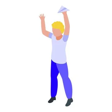 Hyperactivity airplane play icon, isometric style Stock Illustration