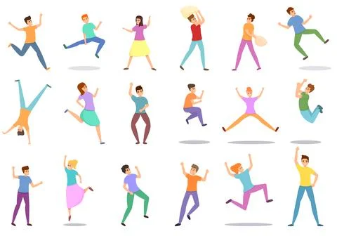 Hyperactivity icons set, cartoon style Stock Illustration