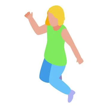 Hyperactivity kid jump icon, isometric style Stock Illustration