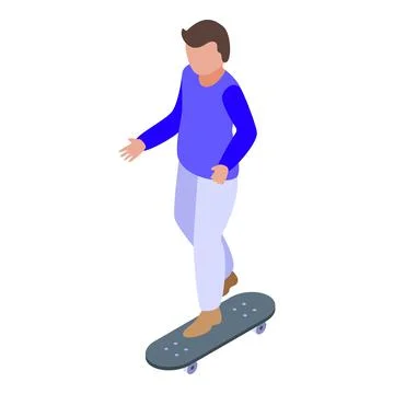 Hyperactivity kid skateboard icon, isometric style Stock Illustration