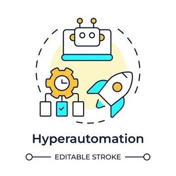 Hyperautomation multi color concept icon Stock Illustration