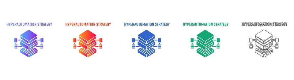 Hyperautomation Strategy and Server Icons 스톡 일러스트