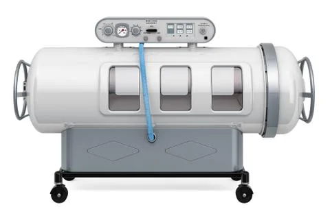 Hyperbaric chamber closeup, 3D rendering Stock Illustration