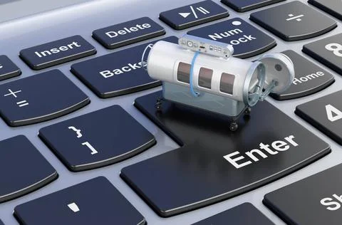Hyperbaric chamber on laptop keyboard, 3D rendering Hyperbaric chamber on ... Stock Photos