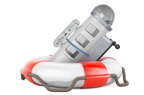 Hyperbaric chamber with lifebelt, 3D rendering Stock Illustration