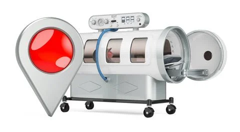 Hyperbaric chamber with map pointer, 3D rendering Hyperbaric chamber with ... Stock Photos