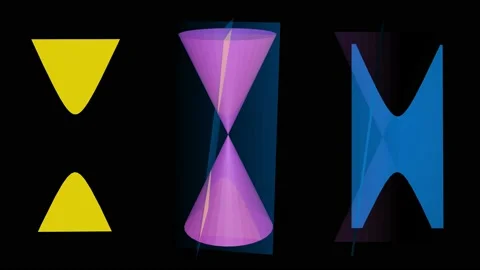 Hyperbola conic cross sections  . 3d animation rendering Video stock 140896839
