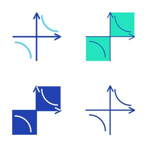 Hyperbola curve icon set in flat and line style Ilustración de archivo
