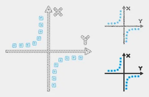 Hyperbola Plot Vector Mesh 2D Model and Triangle Mosaic Icon Illustrazione stock