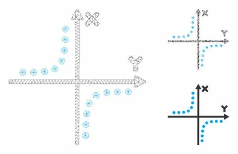 Hyperbola Plot Vector Mesh Network Model and Triangle Mosaic Icon Stock Illustration