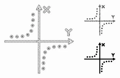 Hyperbola Plot Vector Mesh Network Model and Triangle Mosaic Icon Ilustración de archivo