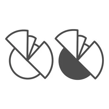 Hyperbolic pie chart with increased parts line and solid icon, diagram concept Stock Illustration