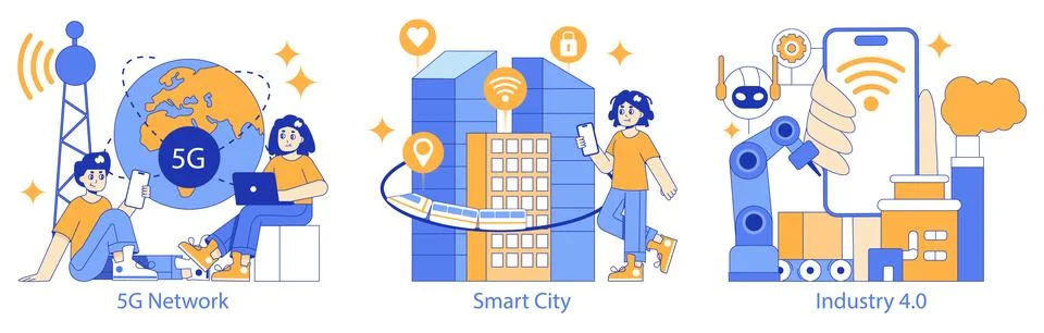 Hyperconnectivity. Flat Vector Illustration 스톡 일러스트