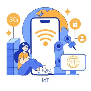 Hyperconnectivity. Flat Vector Illustration Illustrazione stock