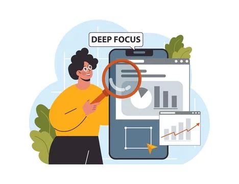 Hyperfocus. Focus and concentration skill. Self-discipline and time イラスト素材