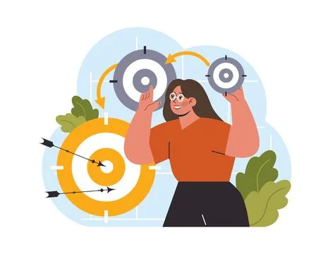 Hyperfocus. Focus and concentration skill. Self-discipline and time イラスト素材