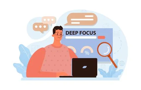 Hyperfocus. Focus and concentration skill. Self-discipline and time イラスト素材