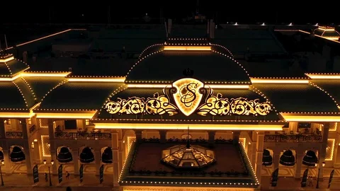 Hyperlamps casino Sochi in the evening Stock Footage 128586937