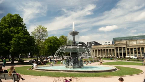 Hyperlaps Stuttgart Schlossplatz Brunnen Video stock 202627974