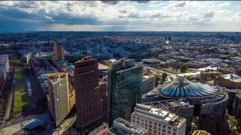 Hyperlapse above Sony Center at Potsdamer Platz in Berlin, Germany. Видео 144716574