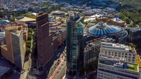 Hyperlapse above Sony Center at Potsdamer Platz in Berlin, Germany. 動画素材 144716628