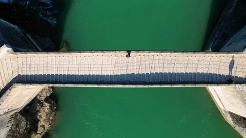 Hyperlapse aerial drone view of the Old Bridge in Mostar Stock Footage 233027147