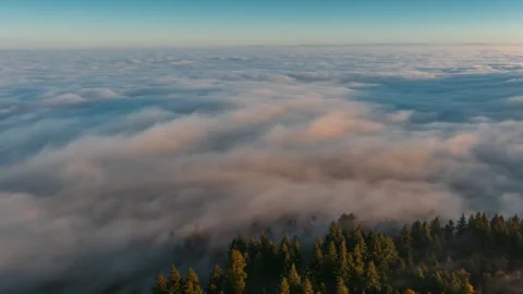 Hyperlapse Aerial View Above the Clouds at Sunrise Stock Footage 299753835