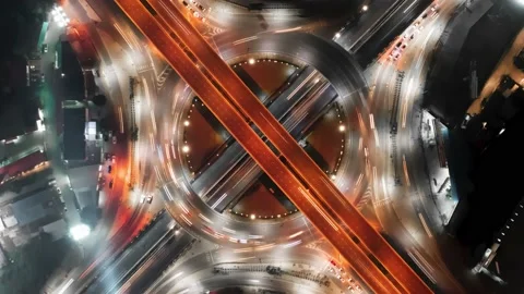 Hyperlapse Aerial View And Top View Of Traffic On City. Stock-Footage 212476286